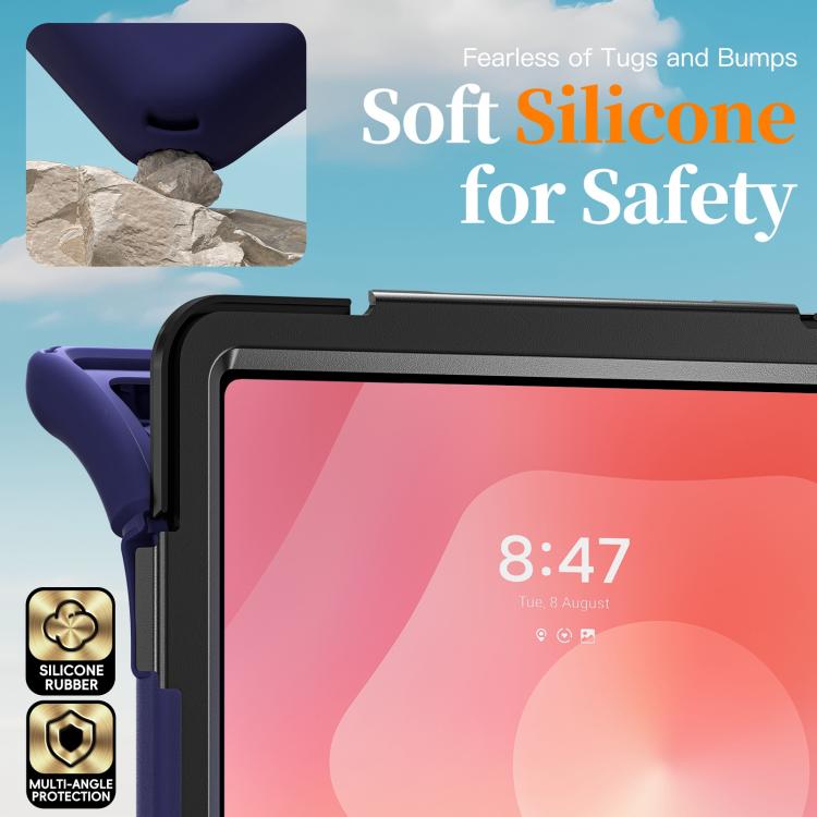 For Samsung Galaxy Tab S11 Ultra Rotatable Holder Silicone Hybrid PC Tablet Case with Shoulder Strap