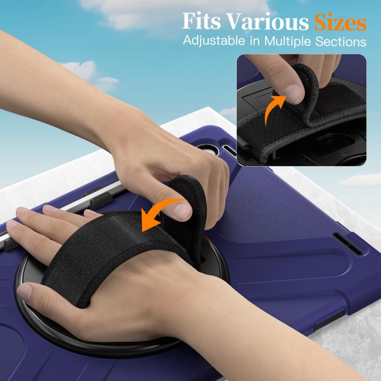 For Samsung Galaxy Tab S11 Ultra Rotatable Holder Silicone Hybrid PC Tablet Case with Shoulder Strap