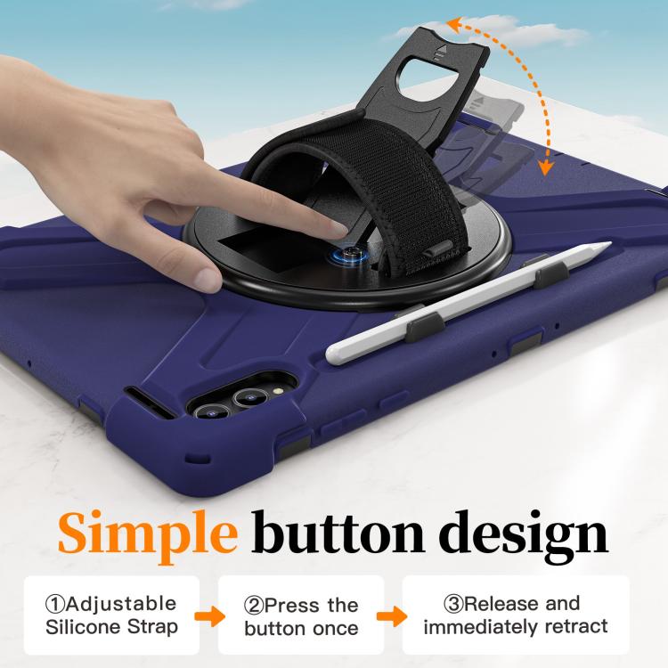 For Samsung Galaxy Tab S11 Ultra Rotatable Holder Silicone Hybrid PC Tablet Case with Shoulder Strap
