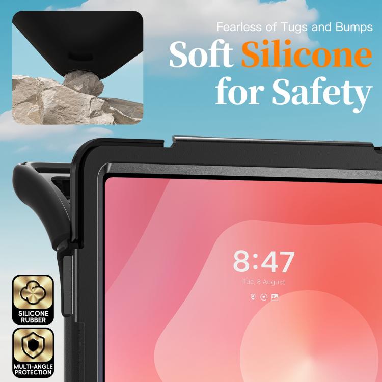 For Samsung Galaxy Tab S11 Ultra Rotatable Holder Silicone Hybrid PC Tablet Case with Shoulder Strap