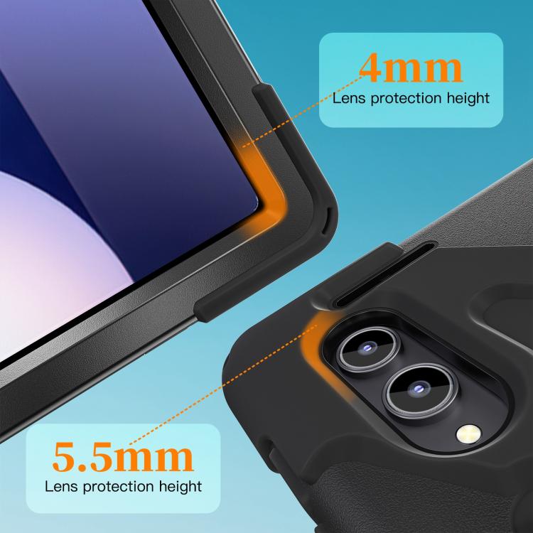 For Samsung Galaxy Tab S11 Ultra Rotatable Holder Silicone Hybrid PC Tablet Case with Shoulder Strap