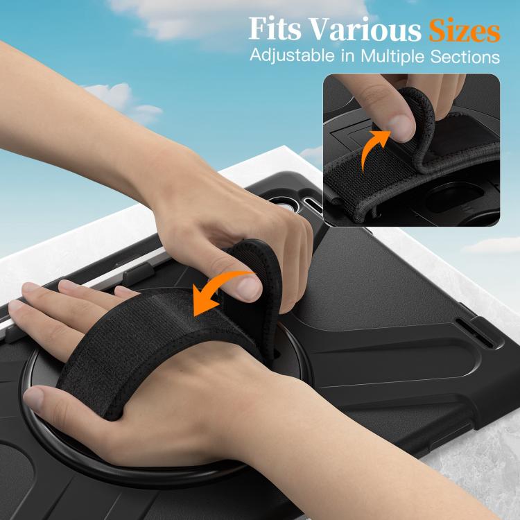 For Samsung Galaxy Tab S11 Ultra Rotatable Holder Silicone Hybrid PC Tablet Case with Shoulder Strap