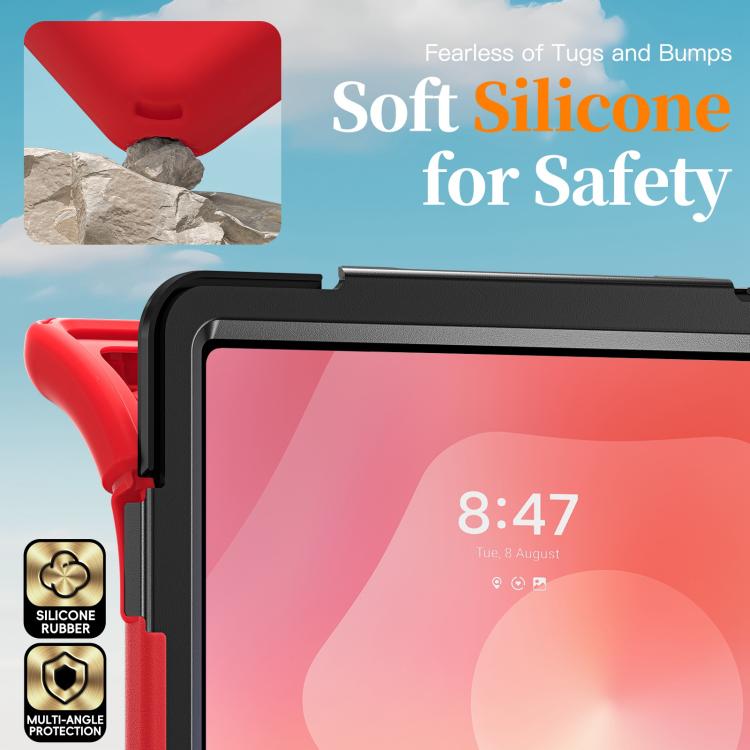 For Samsung Galaxy Tab S11 Ultra Rotatable Holder Silicone Hybrid PC Tablet Case with Shoulder Strap