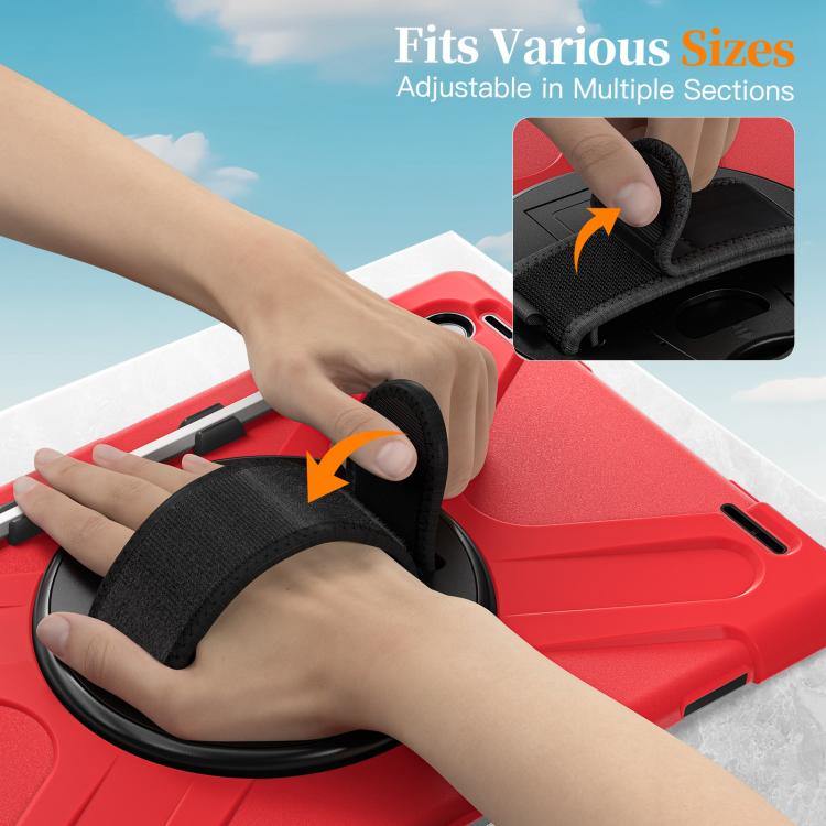 For Samsung Galaxy Tab S11 Ultra Rotatable Holder Silicone Hybrid PC Tablet Case with Shoulder Strap