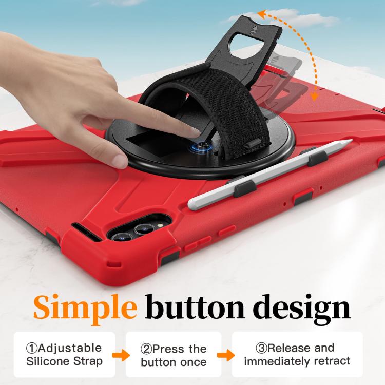 For Samsung Galaxy Tab S11 Ultra Rotatable Holder Silicone Hybrid PC Tablet Case with Shoulder Strap