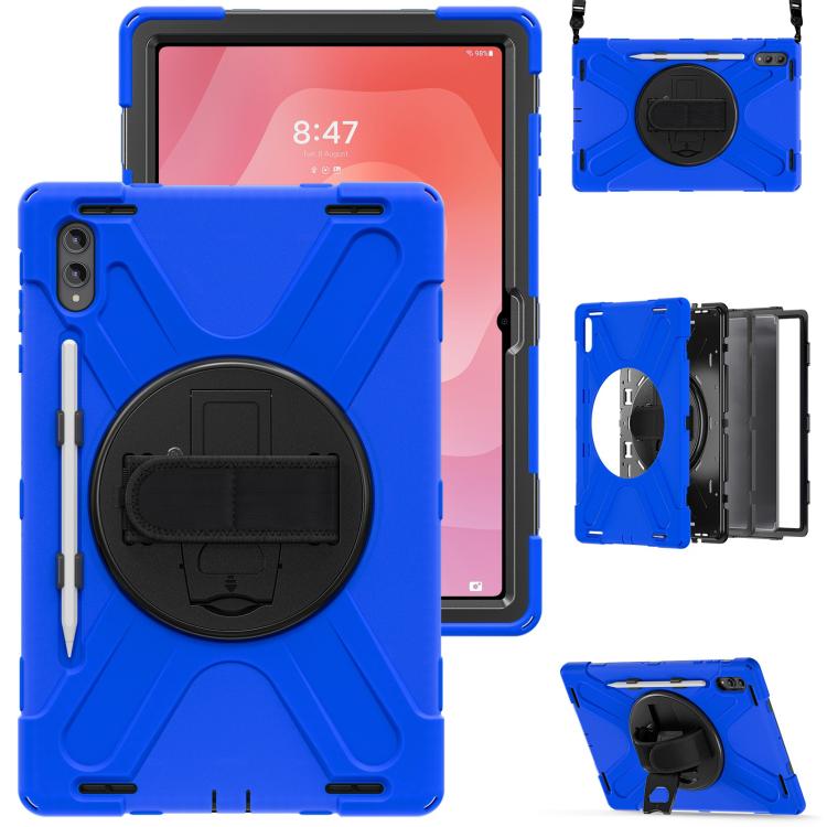 For Samsung Galaxy Tab S11 Ultra Rotatable Holder Silicone Hybrid PC Tablet Case with Shoulder Strap