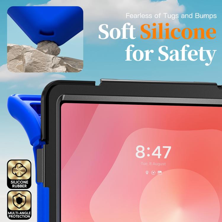 For Samsung Galaxy Tab S11 Ultra Rotatable Holder Silicone Hybrid PC Tablet Case with Shoulder Strap