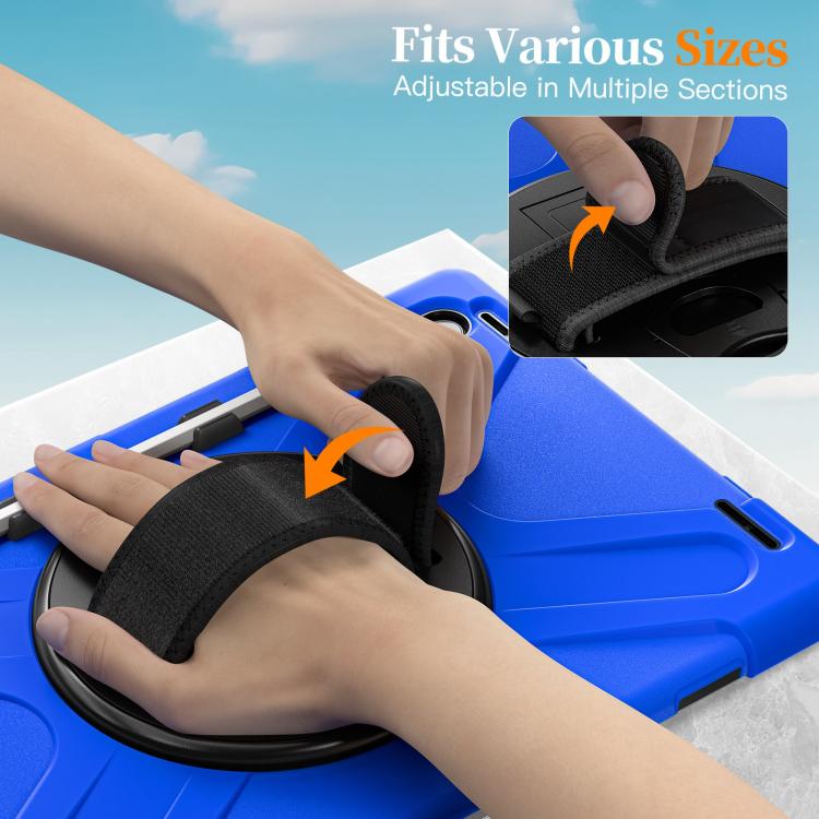 For Samsung Galaxy Tab S11 Ultra Rotatable Holder Silicone Hybrid PC Tablet Case with Shoulder Strap