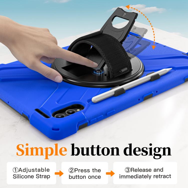For Samsung Galaxy Tab S11 Ultra Rotatable Holder Silicone Hybrid PC Tablet Case with Shoulder Strap