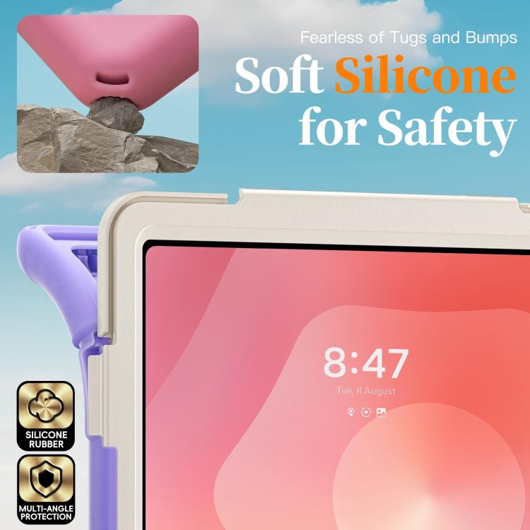 For Samsung Galaxy Tab S11 Ultra Rotatable Holder Silicone Hybrid PC Tablet Case with Shoulder Strap