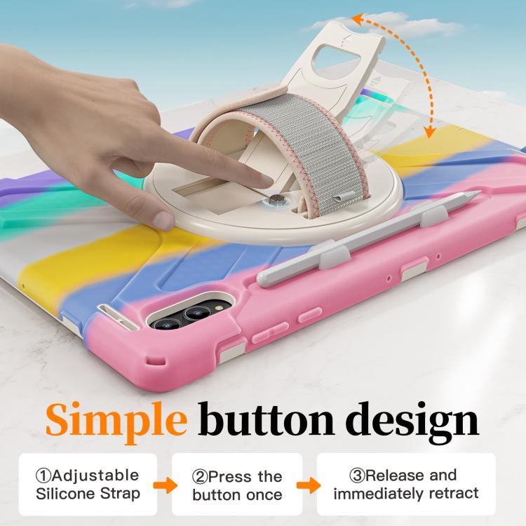 For Samsung Galaxy Tab S11 Ultra Rotatable Holder Silicone Hybrid PC Tablet Case with Shoulder Strap