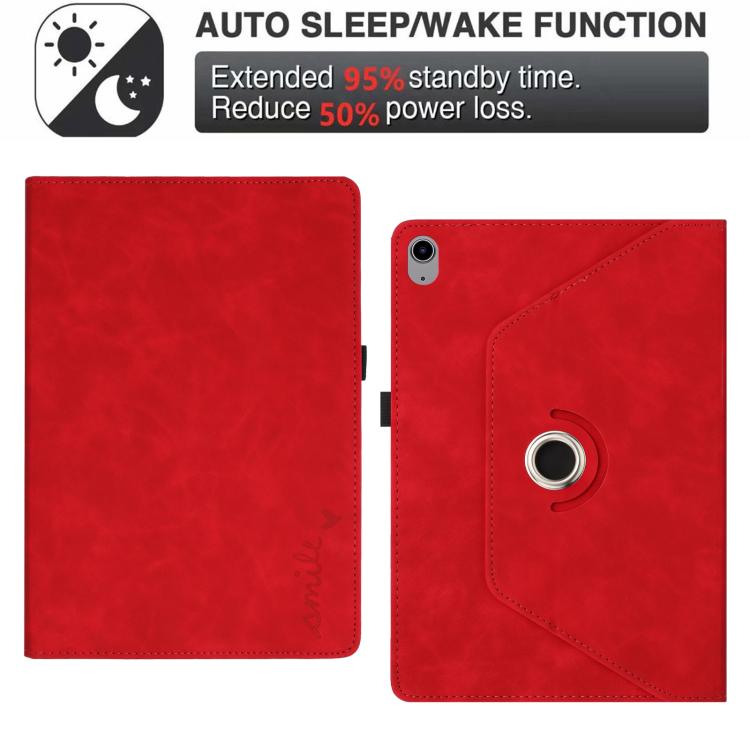 For iPad 2022 / 2025 Smile Embossed Rotation Holder Leather Smart Tablet Case