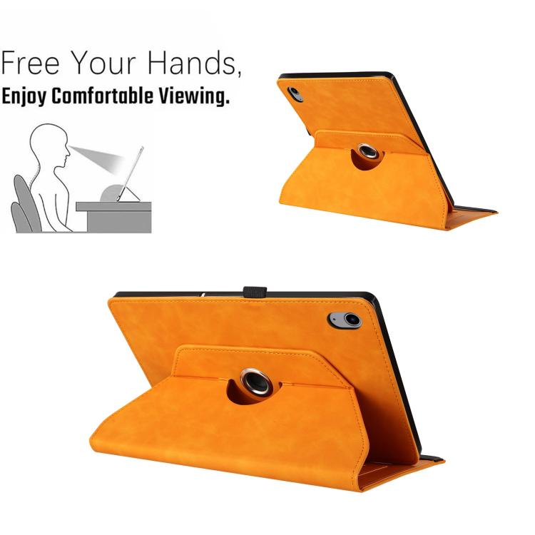 For iPad 2022 / 2025 Smile Embossed Rotation Holder Leather Smart Tablet Case