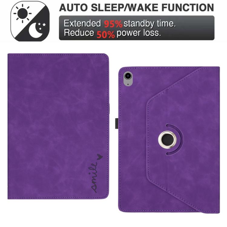 For iPad 2022 / 2025 Smile Embossed Rotation Holder Leather Smart Tablet Case