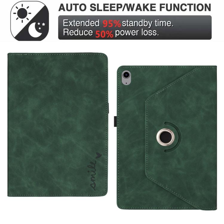 For iPad 2022 / 2025 Smile Embossed Rotation Holder Leather Smart Tablet Case