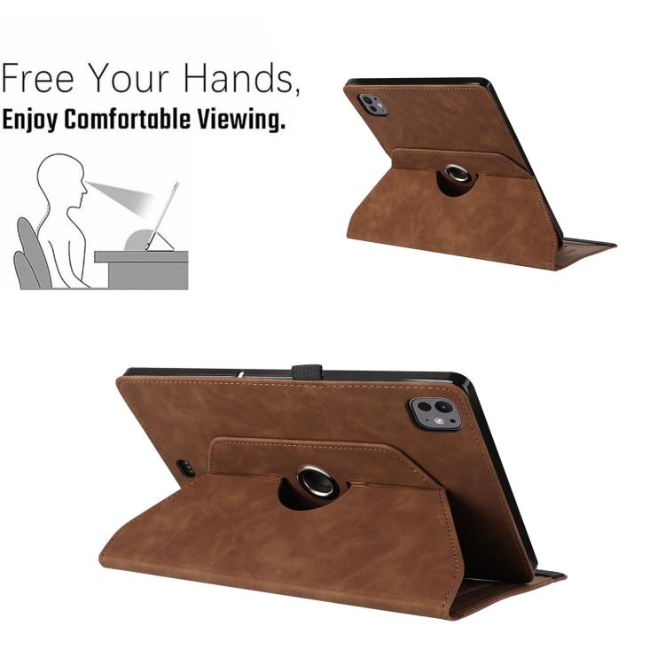 For iPad Air 11 2026 / 2025 / 2024 Smile Embossed Rotation Holder Leather Smart Tablet Case