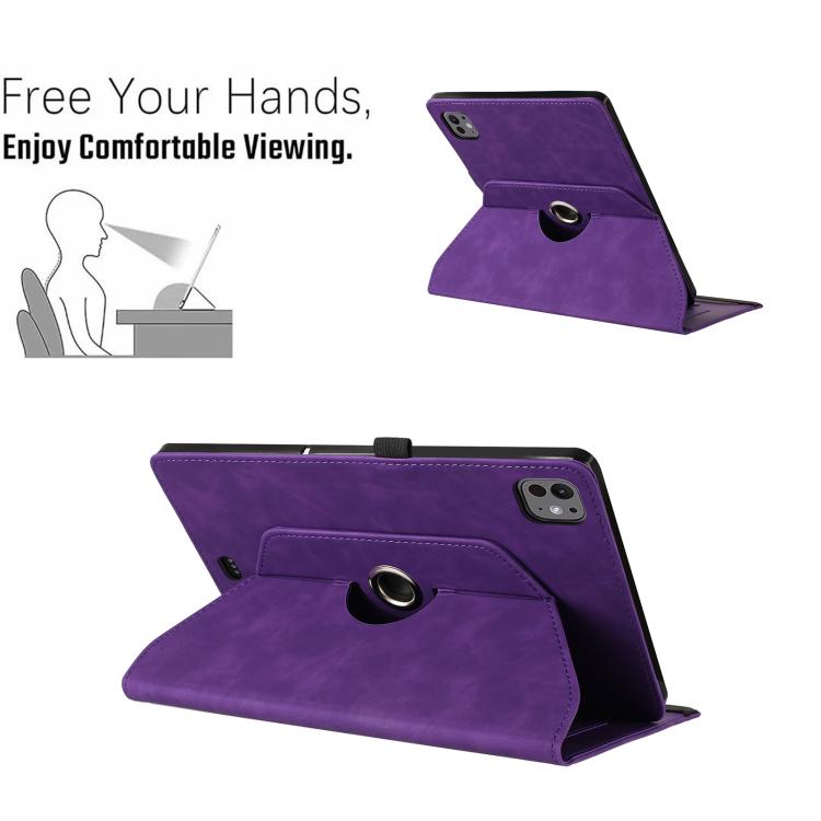 For iPad Air 11 2026 / 2025 / 2024 Smile Embossed Rotation Holder Leather Smart Tablet Case