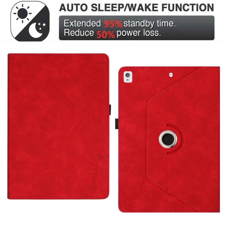 For iPad 10.2 2020 / 2019 / 10.5 2019 Smile Embossed Rotation Holder Leather Smart Tablet Case