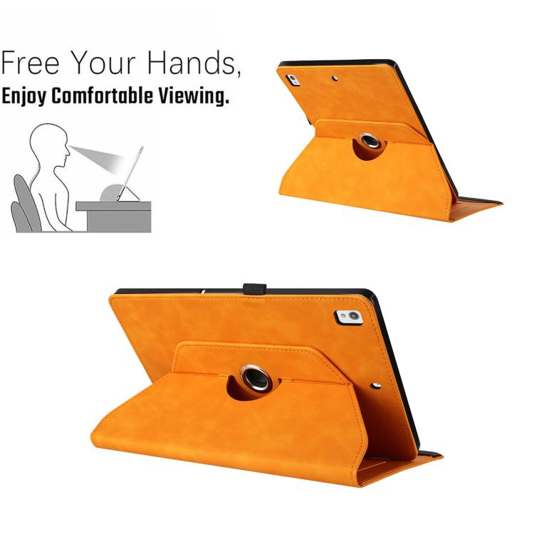 For iPad 10.2 2020 / 2019 / 10.5 2019 Smile Embossed Rotation Holder Leather Smart Tablet Case
