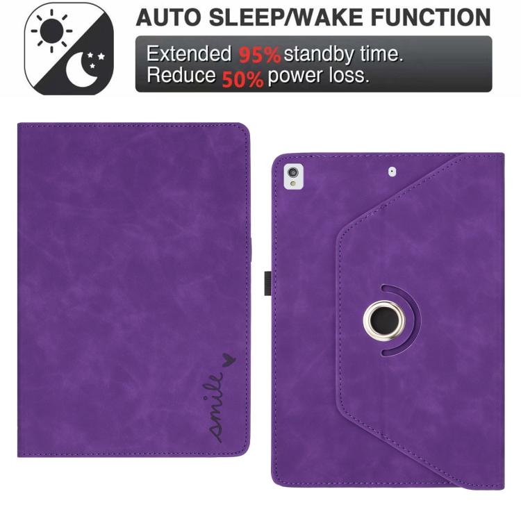 For iPad 10.2 2020 / 2019 / 10.5 2019 Smile Embossed Rotation Holder Leather Smart Tablet Case