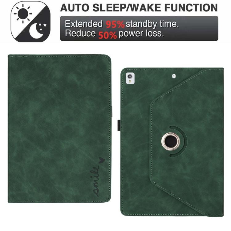 For iPad 10.2 2020 / 2019 / 10.5 2019 Smile Embossed Rotation Holder Leather Smart Tablet Case