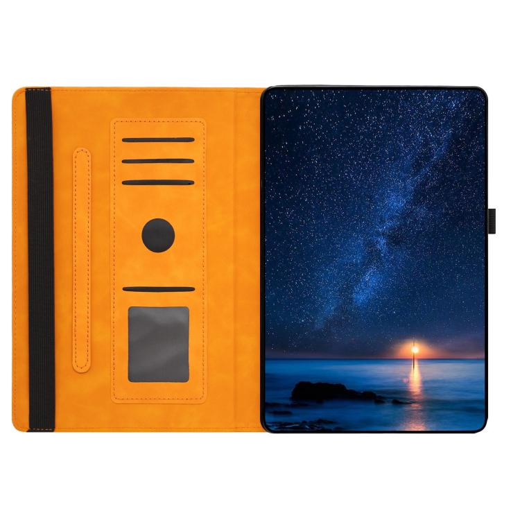 For iPad Air 2 / 1 / 9.7 2018 / 2017 Smile Embossed Rotation Holder Leather Smart Tablet Case