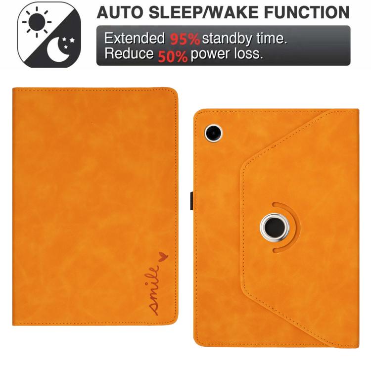 For Samsung Galaxy Tab A11+ / A9+ Smile Embossed Rotation Holder Leather Smart Tablet Case