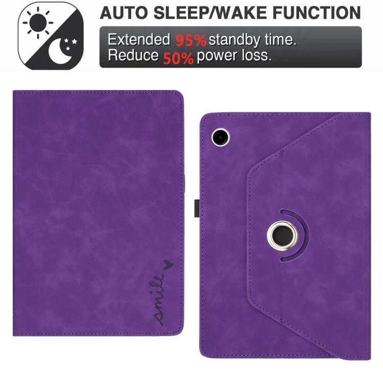 For Samsung Galaxy Tab A11+ / A9+ Smile Embossed Rotation Holder Leather Smart Tablet Case