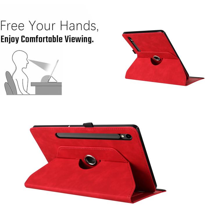 For Samsung Galaxy Tab S10 FE / S9 Smile Embossed Rotation Holder Leather Smart Tablet Case