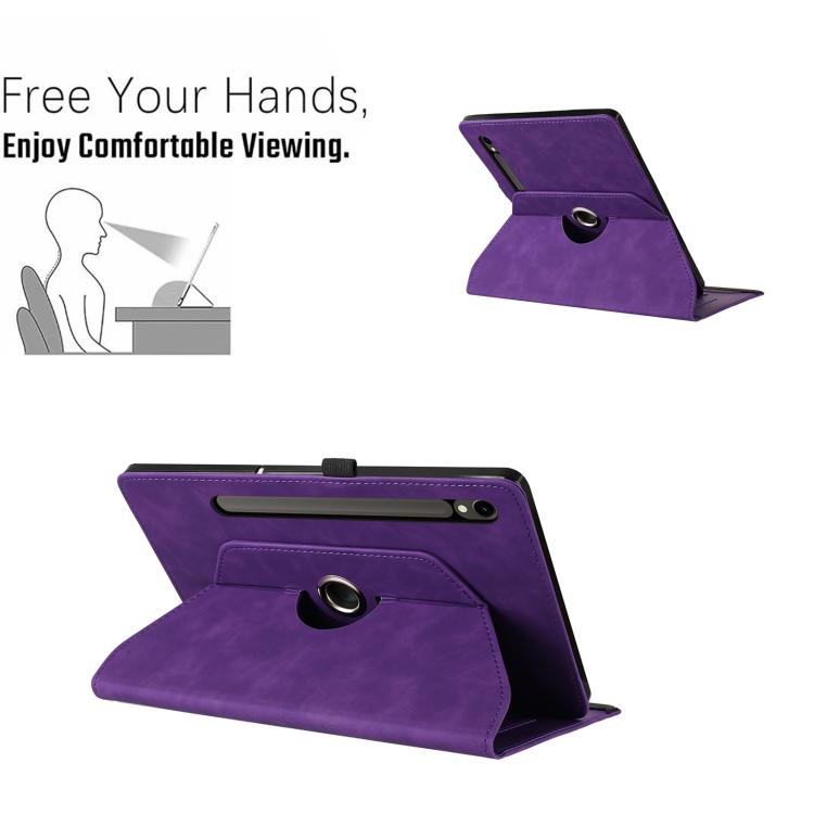 For Samsung Galaxy Tab S10 FE / S9 Smile Embossed Rotation Holder Leather Smart Tablet Case