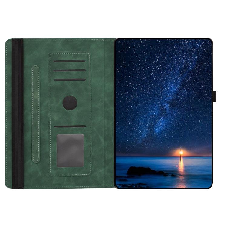 For Samsung Galaxy Tab S10 FE / S9 Smile Embossed Rotation Holder Leather Smart Tablet Case