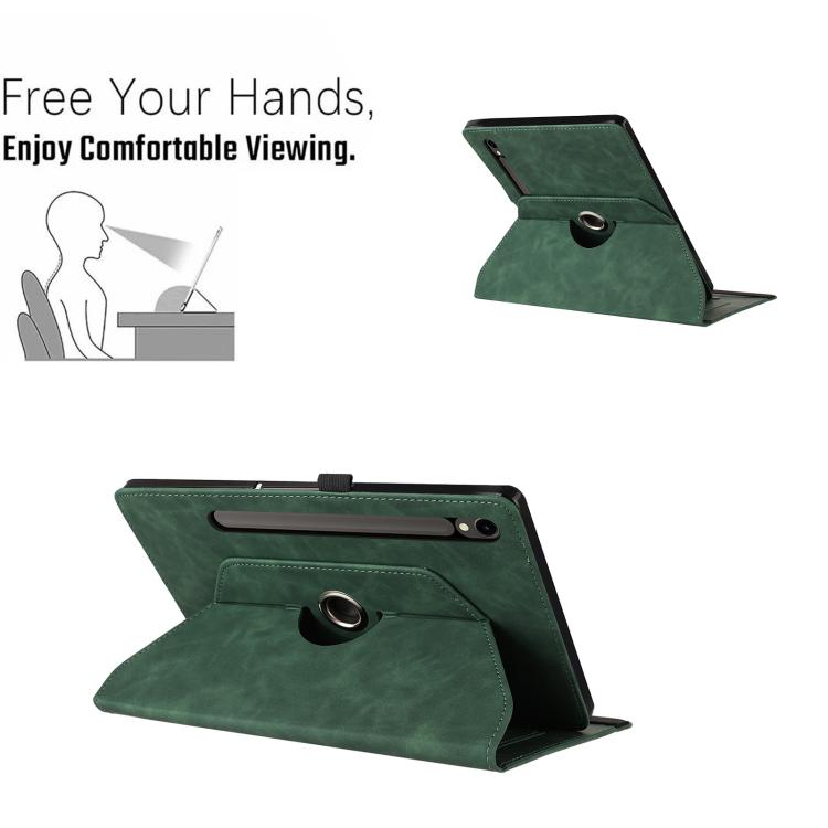 For Samsung Galaxy Tab S10 FE / S9 Smile Embossed Rotation Holder Leather Smart Tablet Case