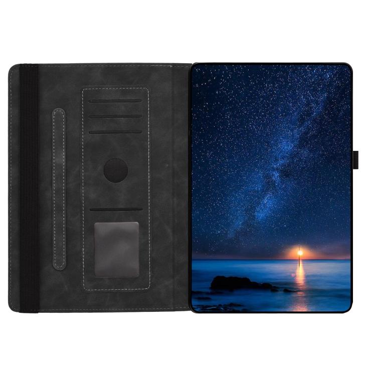 For Samsung Galaxy Tab S10 FE / S9 Smile Embossed Rotation Holder Leather Smart Tablet Case