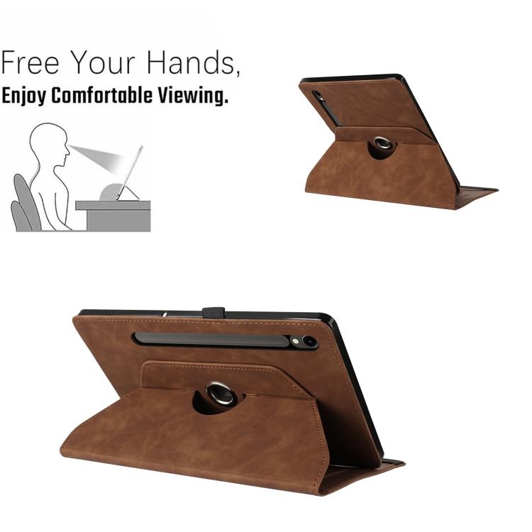 For Samsung Galaxy Tab S10+ / S9 FE+ Smile Embossed Rotation Holder Leather Smart Tablet Case