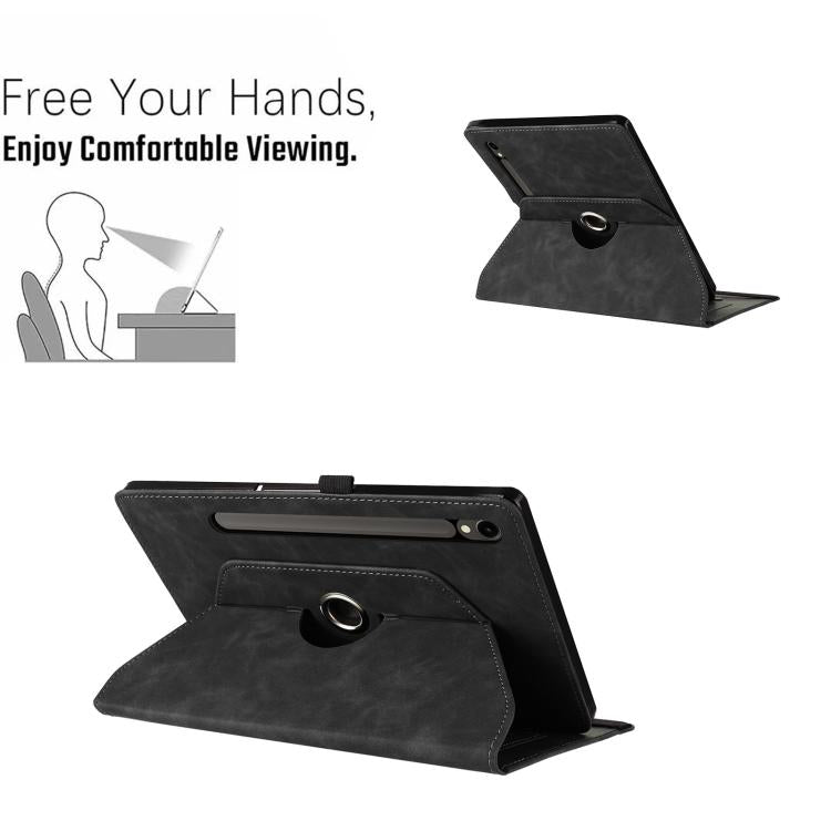 For Samsung Galaxy Tab S10+ / S9 FE+ Smile Embossed Rotation Holder Leather Smart Tablet Case