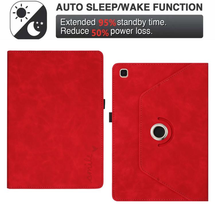 For Samsung Galaxy Tab S6 Lite 2024 Smile Embossed Rotation Holder Leather Smart Tablet Case