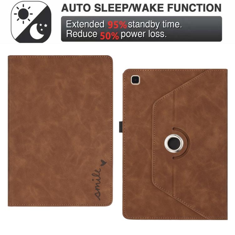 For Samsung Galaxy Tab S6 Lite 2024 Smile Embossed Rotation Holder Leather Smart Tablet Case