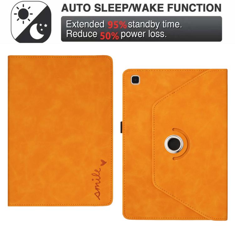 For Samsung Galaxy Tab A7 2020 Smile Embossed Rotation Holder Leather Smart Tablet Case