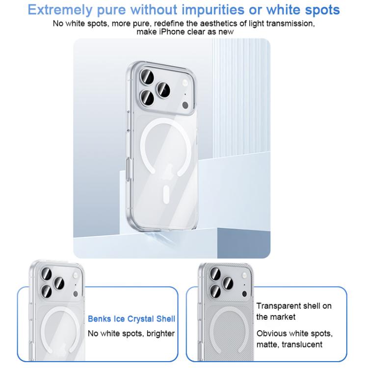 For iPhone 17 Pro Benks Ice Crystal Clear MagSafe Magnetic Phone Case - Transparent