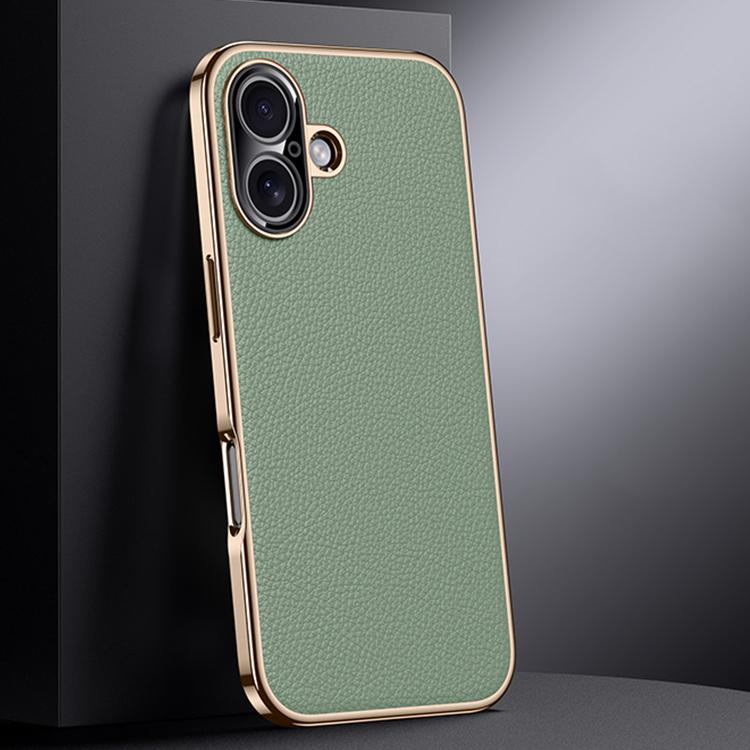 For iPhone 17 Genuine Leather PC Phone Case