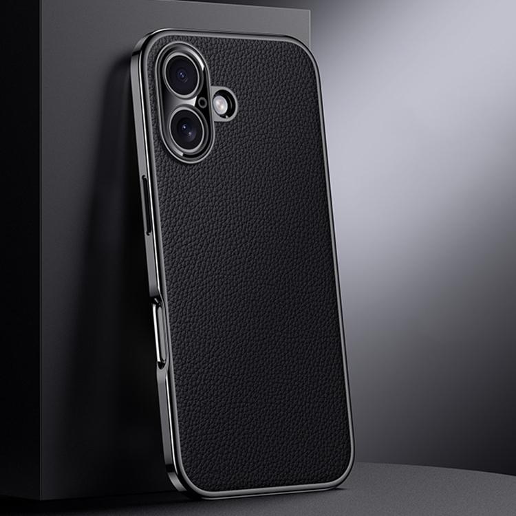 For iPhone 17 Genuine Leather PC Phone Case