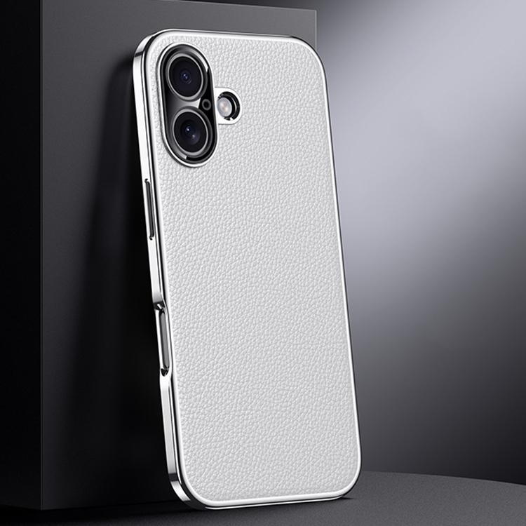 For iPhone 17 Genuine Leather PC Phone Case