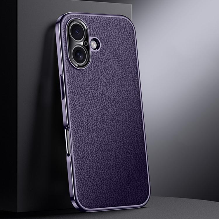 For iPhone 17 Genuine Leather PC Phone Case