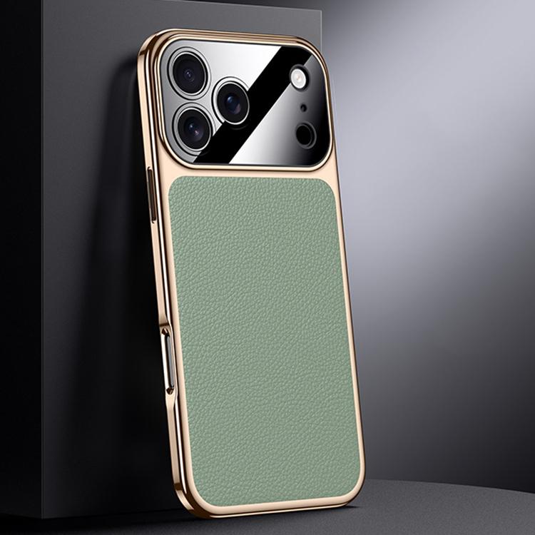 For iPhone 17 Pro Genuine Leather PC Phone Case