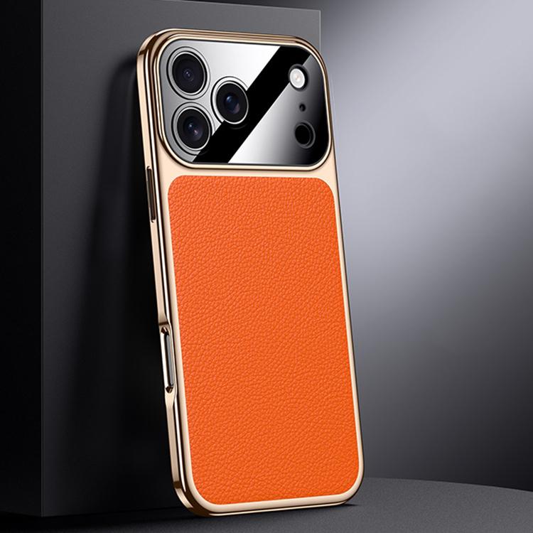 For iPhone 17 Pro Genuine Leather PC Phone Case