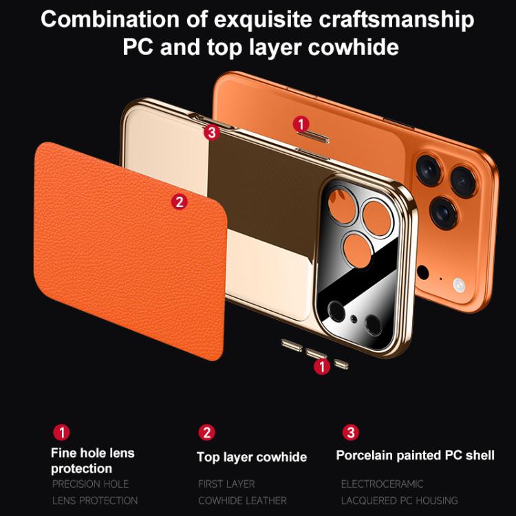 For iPhone Air Genuine Leather PC Phone Case