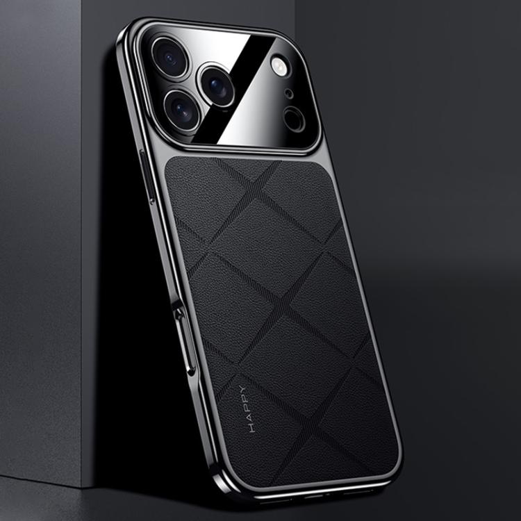 For iPhone 17 Pro Plain Leather PC Phone Case