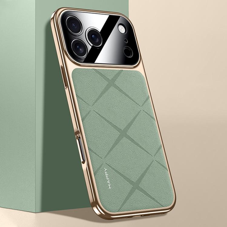 For iPhone 17 Pro Plain Leather PC Phone Case