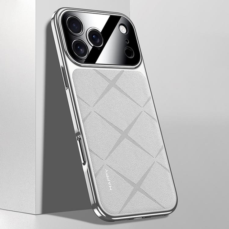 For iPhone 17 Pro Plain Leather PC Phone Case