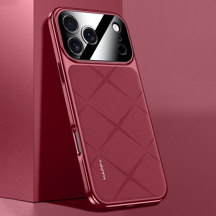 For iPhone 17 Pro Plain Leather PC Phone Case